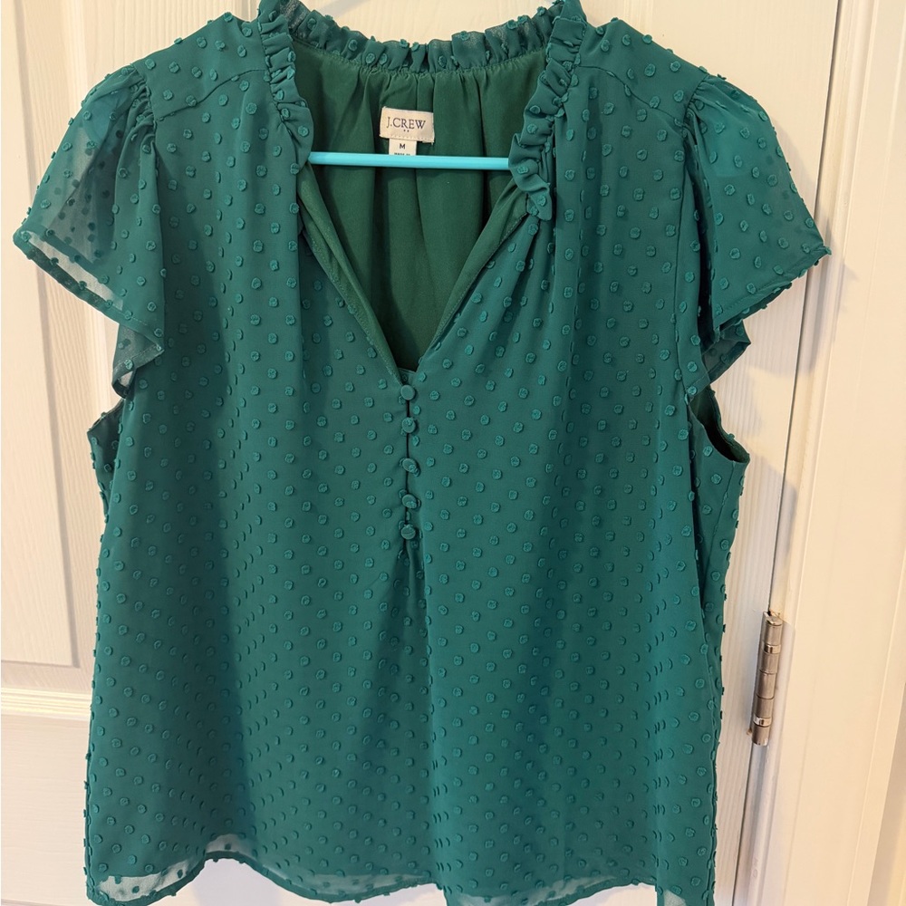 J. Crew Green Textured Blouse